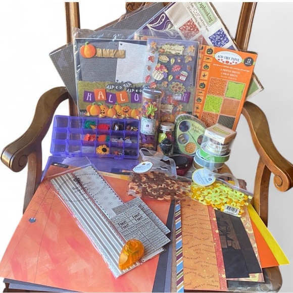 Halloween Junk Journal Scrapbooking Kit | Curated Papers, Ribbons Embellishments